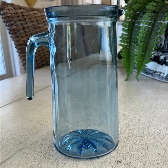 Vintage Blue Glass Pitcher - Picture 1 of 6
